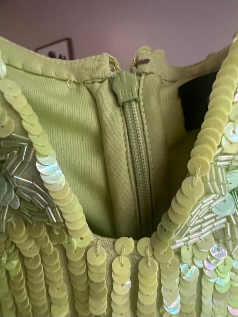 MAJORELLE Lime Green Sequin Embellished Dress - Picture 7 of 9